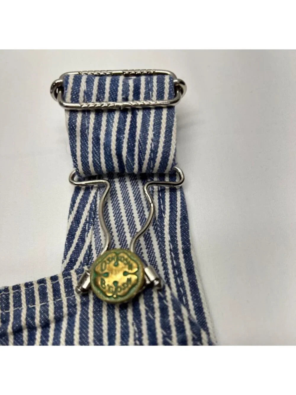 Vintage OshKosh BGosh Sanforized Blue & White Striped Overalls Adjustable Straps